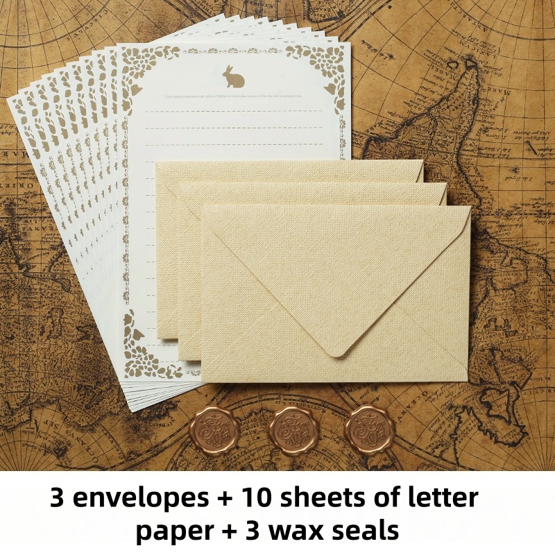 Wax Seal Stamp Set - 16 個のヴィンテージリネン封筒高級結婚式招待状セットレトロレターペーパーワックスシールスタンプ付き誕生日グリーティングポーチ