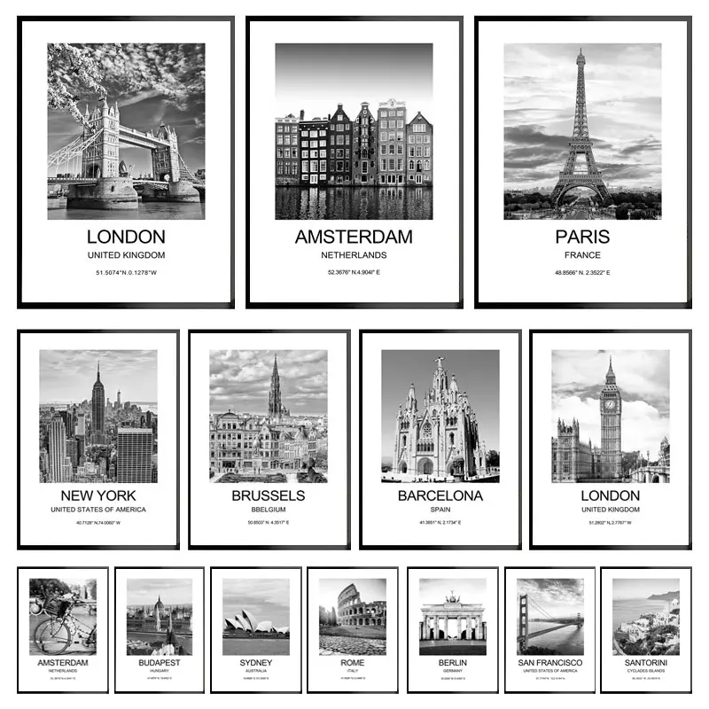 Ink Blotter Paper - 都市ポスターニューヨークロンドンパリ壁アートリビングルームの装飾画像壁シート絵画キャンバス家の装飾