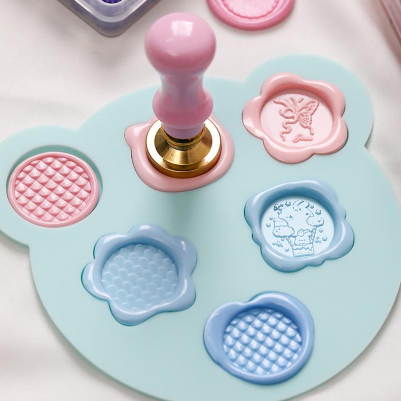 Wax Seal Stamp Set - ワックスシールスタンプシリコンモールドパッド 25mmスタンプ用 シーリングワックス固定形状マット シーリングフィクサー スクラップブック封筒DIY作成ツール