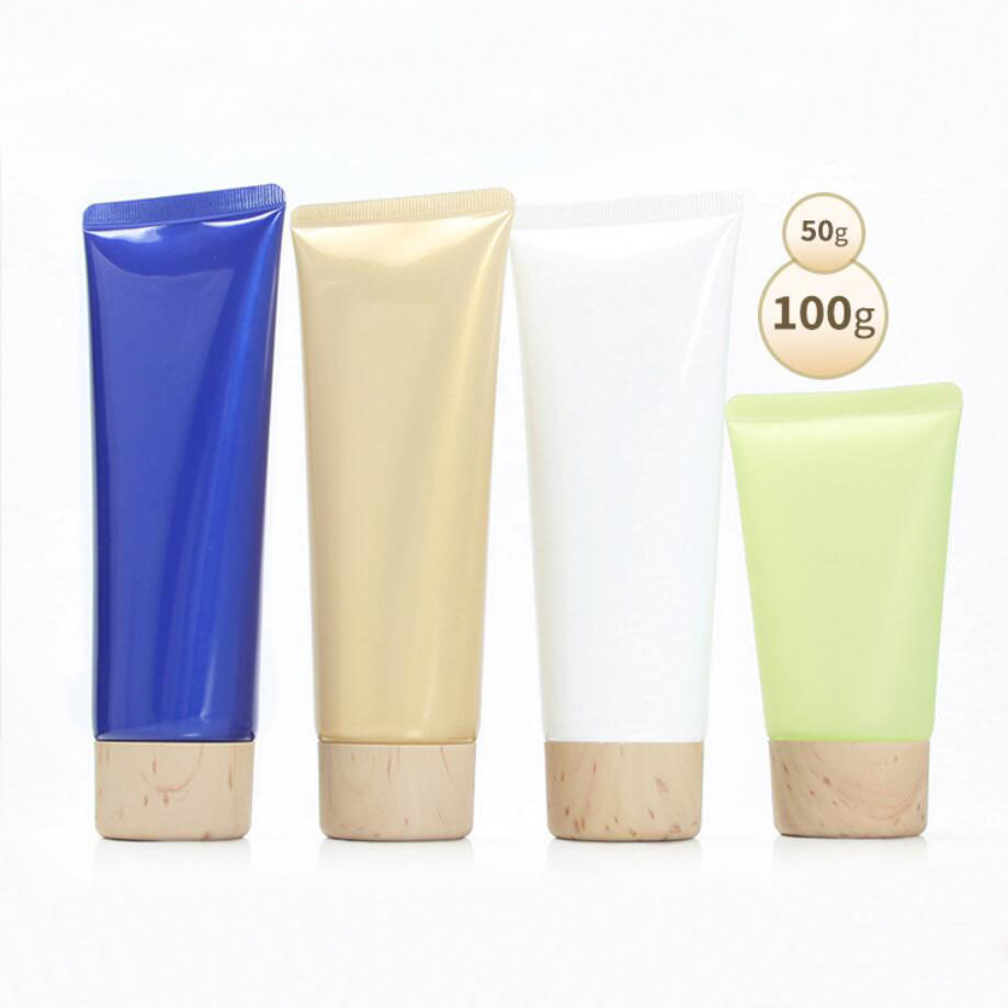Gel Refill Pack - 50ml100ml ソフトチューブ木製形状蓋洗浄血清ハンドクリーム/ジェルクレンザーバターチューブ/クレンザーミルクスキンケア化粧品包装