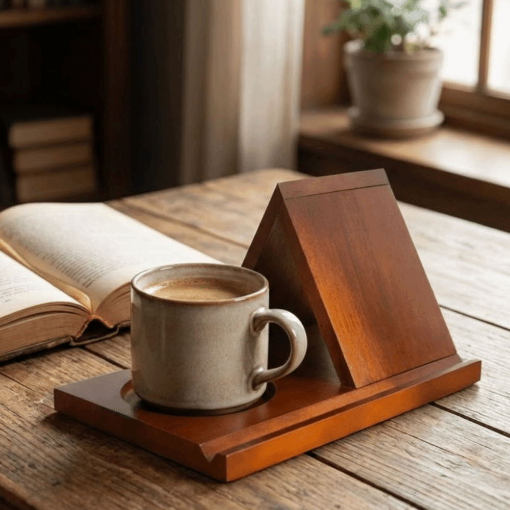 Magazine Holder Rack - ミニマリスト 2 in 1 三角形木製ブックホルダー 丈夫な装飾読書スタンド