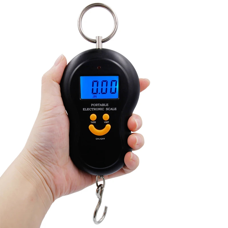 Tape Dispenser Weighted - フック付きデジタルフィッシングスケール,ポケットサイズのバランス,ラゲッジ計量,バックライト,50kg, 10g