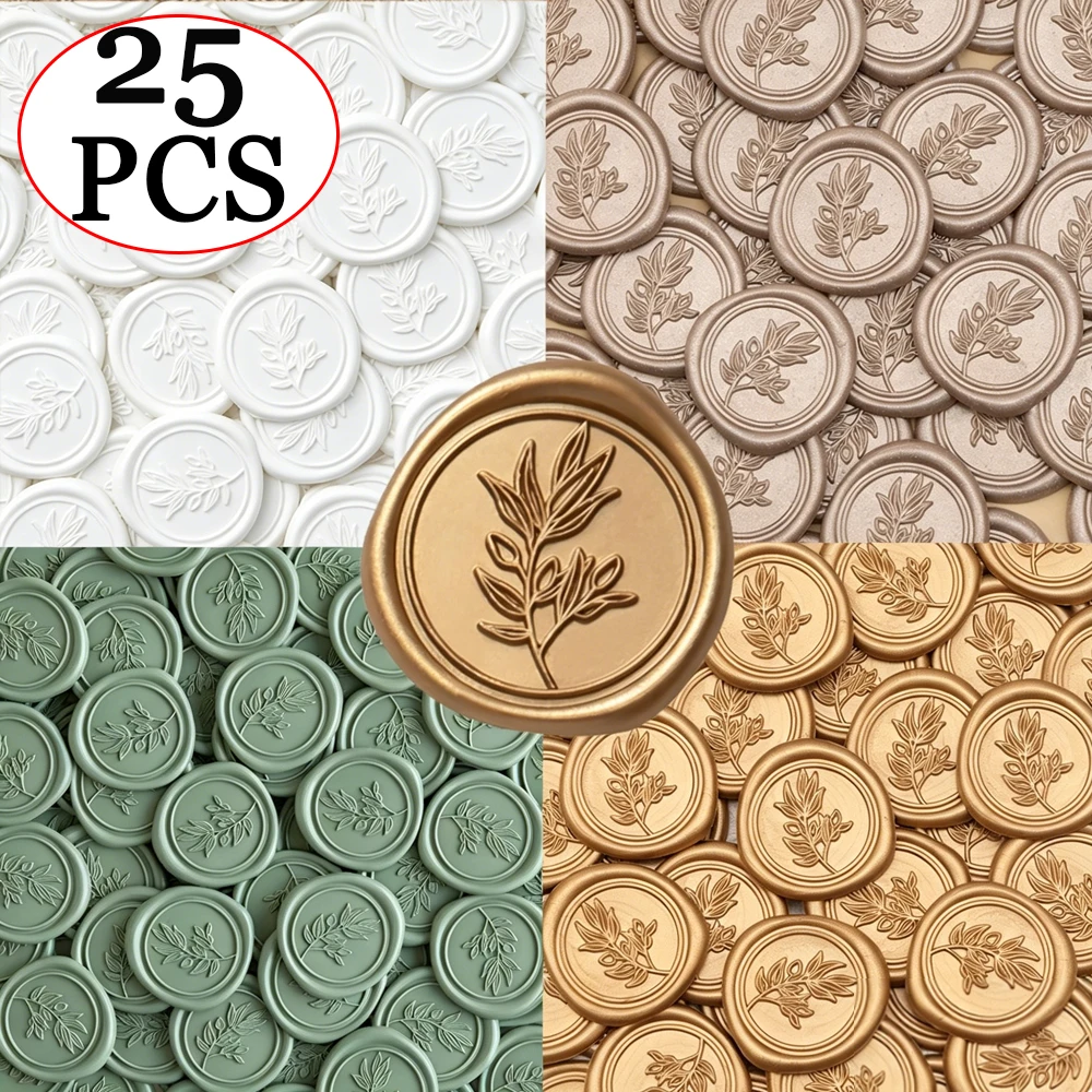 25 ピース/セットオリーブの枝葉模様ワックスシールステッカ - Wax Seal Stamp Set のレビューと価格