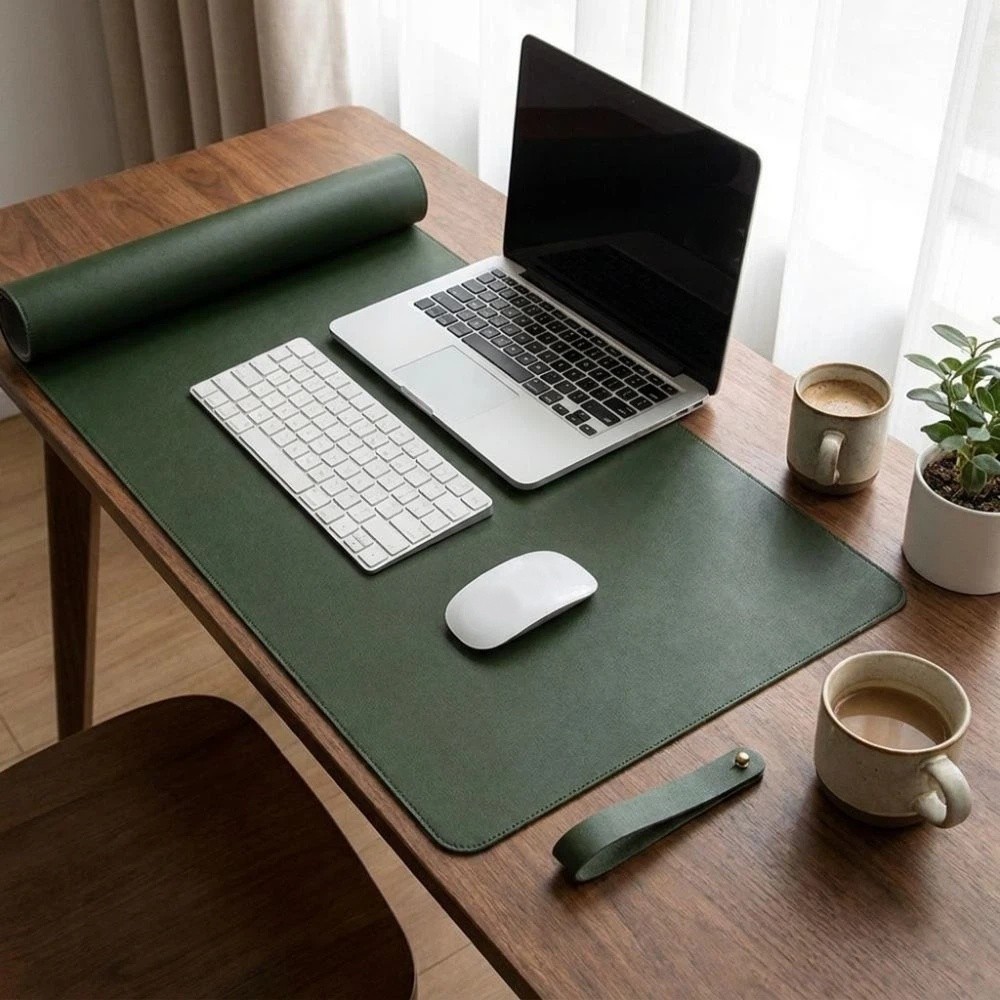 PUレザー製両面デスクマット 防水 ソフト 折りたたみ式 マ - Leather Desk Pad のレビューと価格