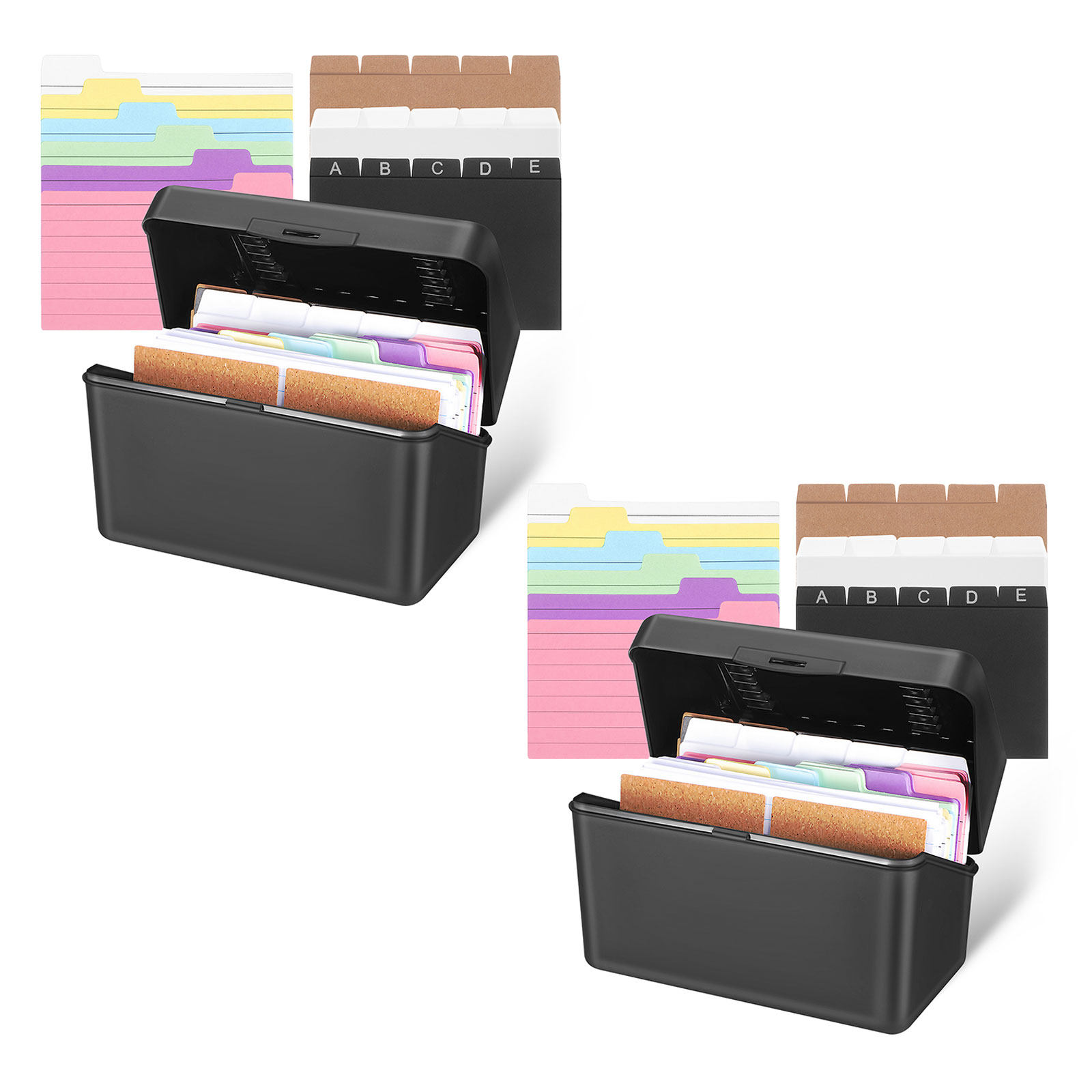 2セット デスクトップカード収納ボックス ブラック インデッ - Card Index Box のレビューと価格