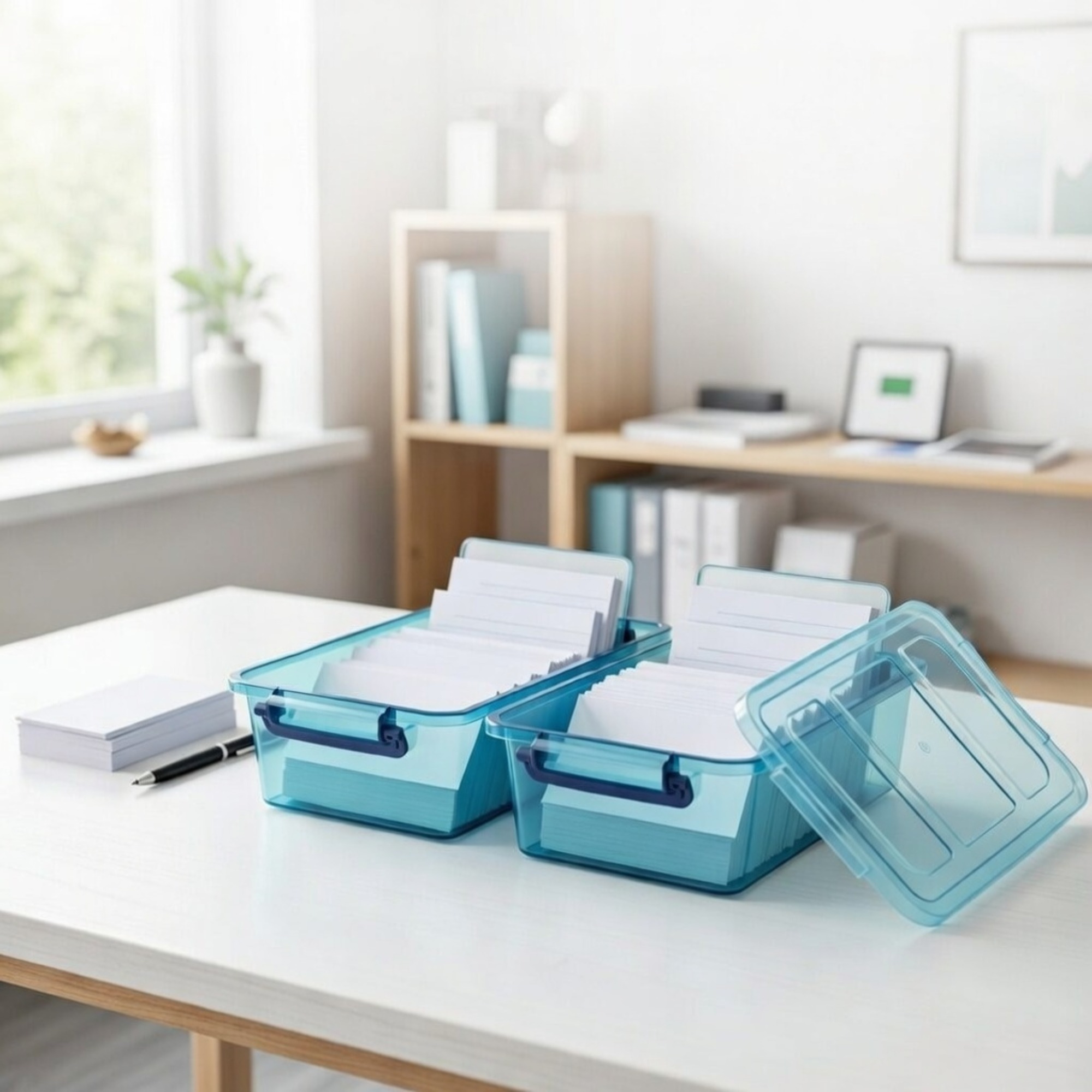 2パック透明インデックスカードホルダー、取り外し可能な蓋付き - Card Index Box のレビューと価格