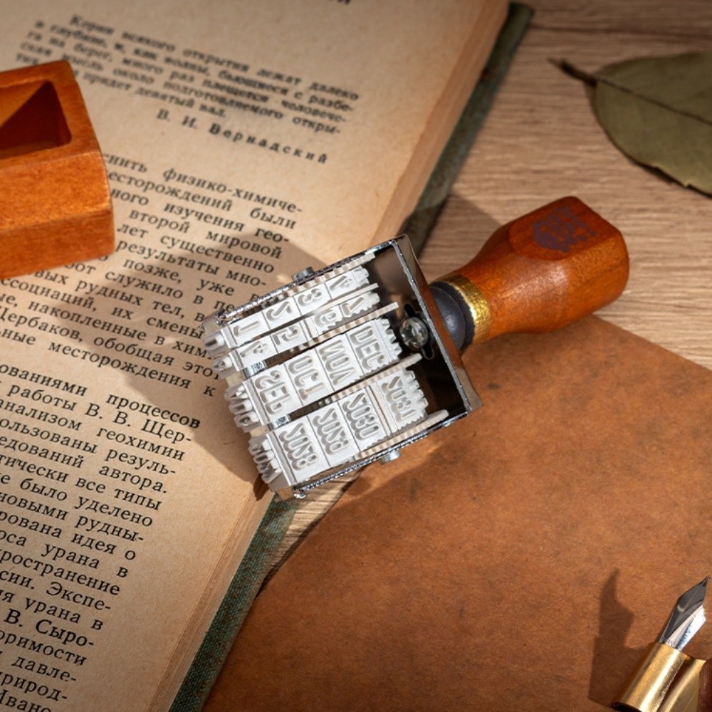 レトロ木製ローラーデイトシール木製ハンドル調整可能日付DIY - Rubber Date Stamp のレビューと価格