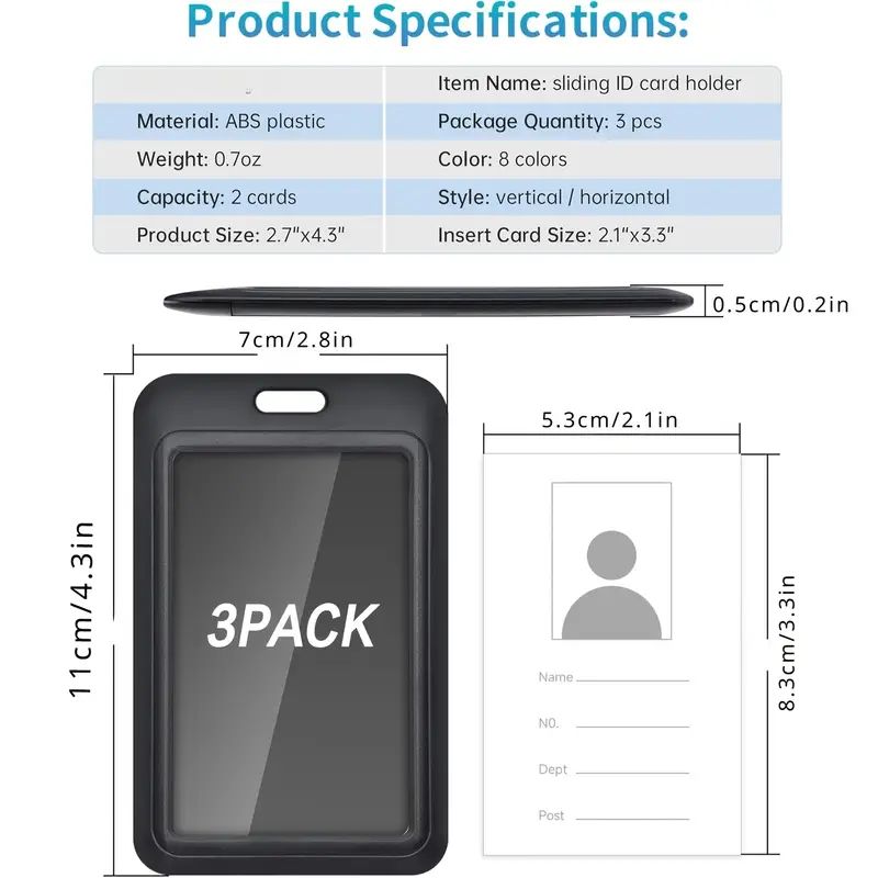 3個の頑丈なスライド式IDカードホルダー、ABS樹脂製、オフ - Index Card Holder のレビューと価格