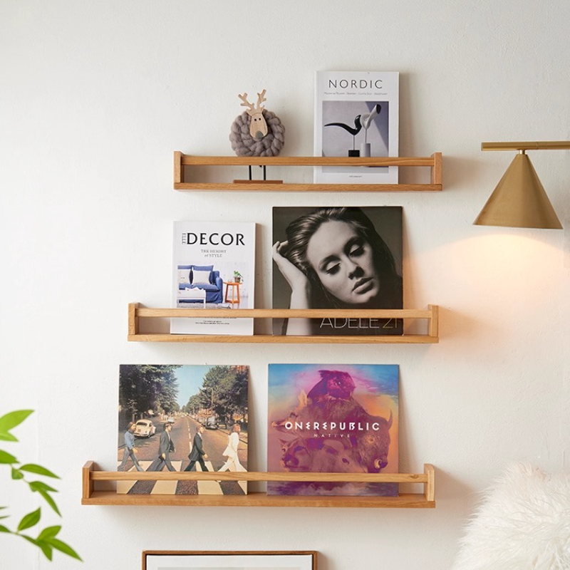 キッチンスパイスオーガナイザー、無垢材ウォールシェルフ、防湿 - Magazine Holder Rack のレビューと価格