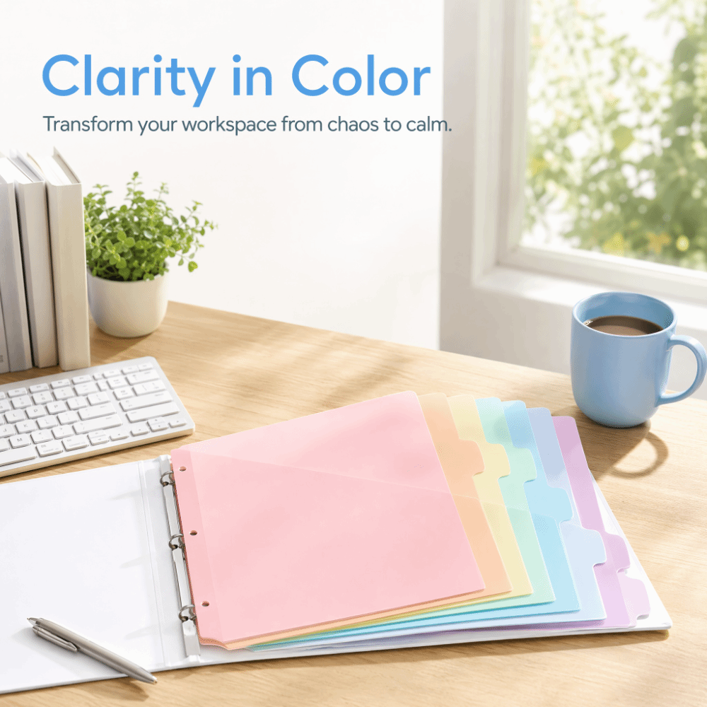 耐久性のあるバインダーディバイダー プラスチック製 書き消し - Tab Divider A4 のレビューと価格
