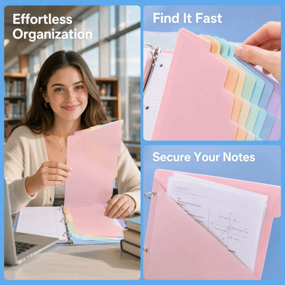 耐久性のあるバインダーディバイダー プラスチック製 書き消し - Tab Divider A4 のレビューと価格