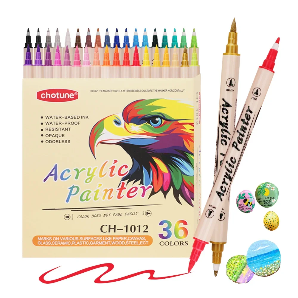 12-36 色アクリルペイントマーカーペンブラシデュアルチッ - Correction Pen Fine のレビューと価格