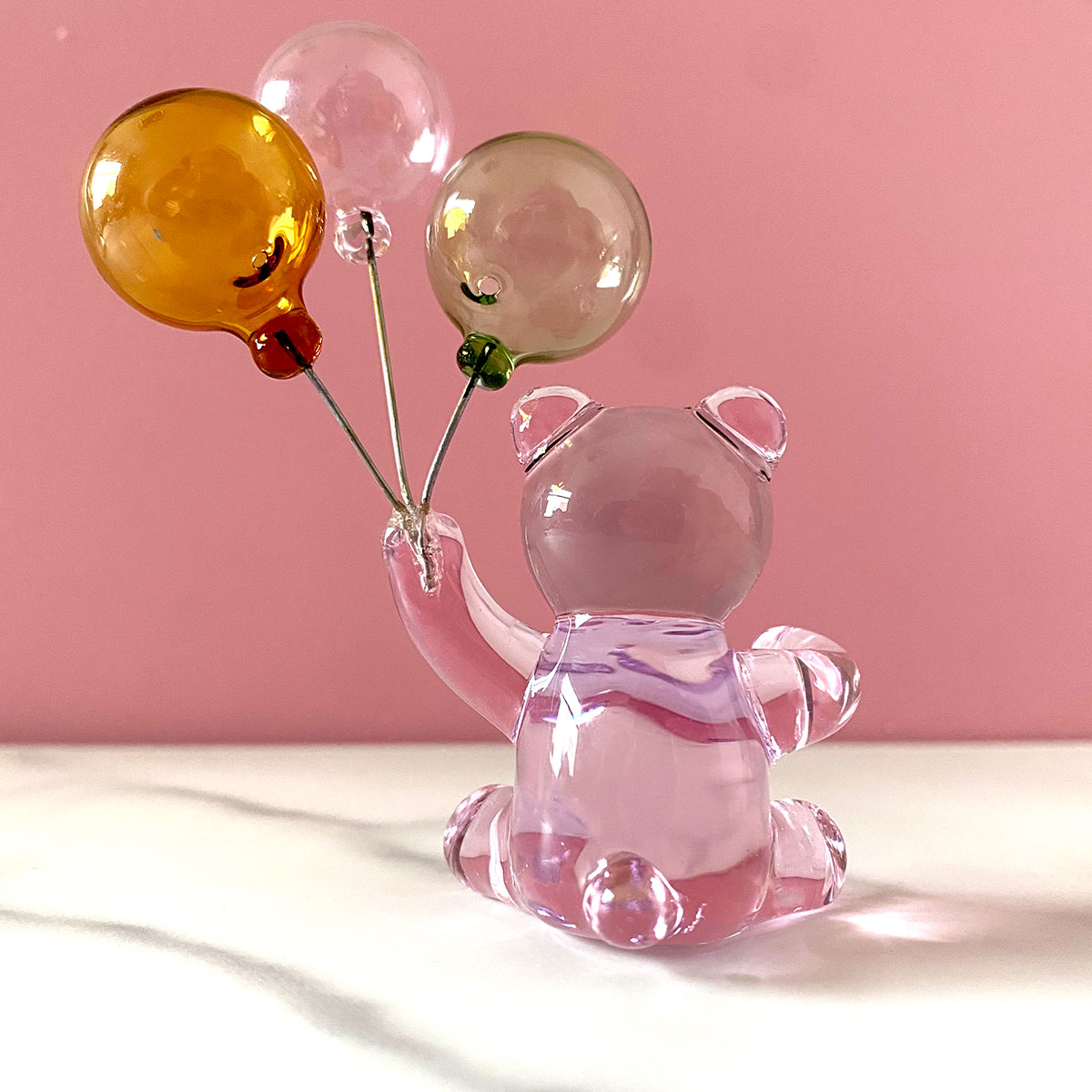 3つのバルーンが付いたクリスタルのクマの置物、ガラスのクマの - Paper Weight Crystal のレビューと価格