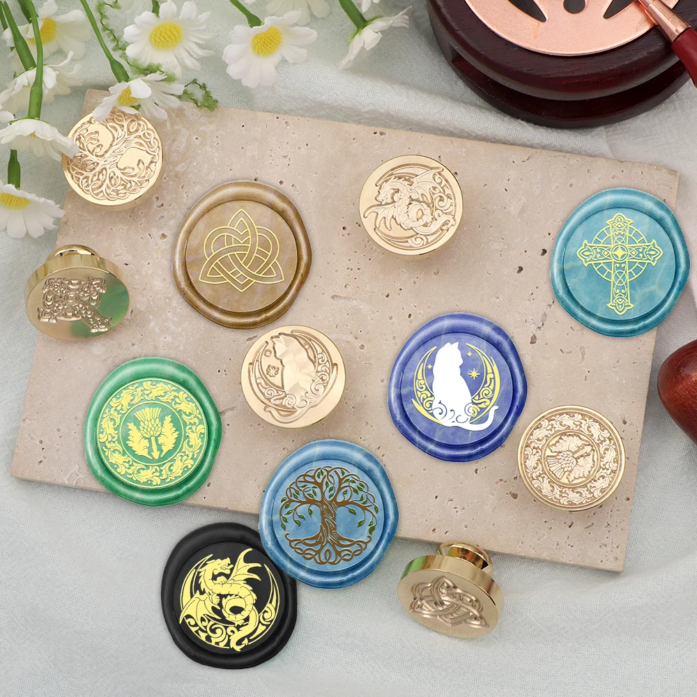 クリエイティブムーンラビットクロスドラゴン生命の樹ワックスシ - Wax Seal Stamp Set のレビューと価格