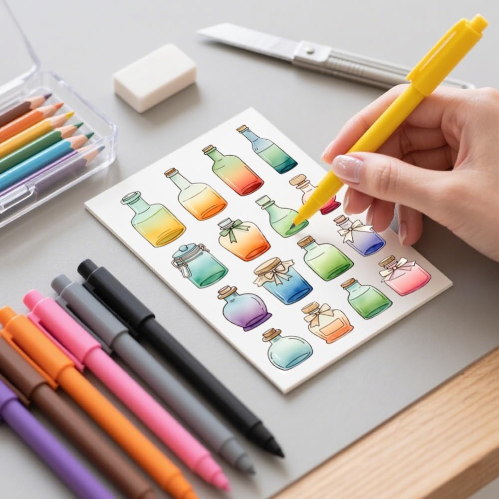 さまざまなボトルスタイルのクリアスタンプ、ガラスボトルとイン - Fountain Pen Bottled Ink のレビューと価格